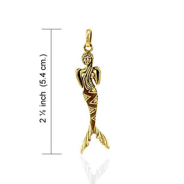 Mermaid Sterling Solid Gold Pendant with Gemstone Tail GPD3625 - Jewelry